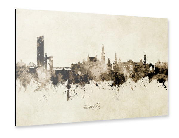 Alu-Dibond "Sevilla Spain Skyline Sepia" 30x20 cm artboxONE