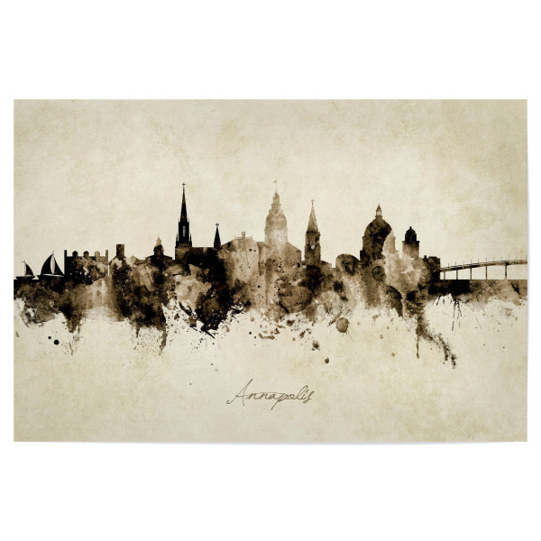 Poster 30x20 cm "Annapolis Maryland Skyline Sepia" artboxONE - Städte - Annapolis,Maryland,Skyline,Cityscape,Stadtbild,Watercolor,Painting