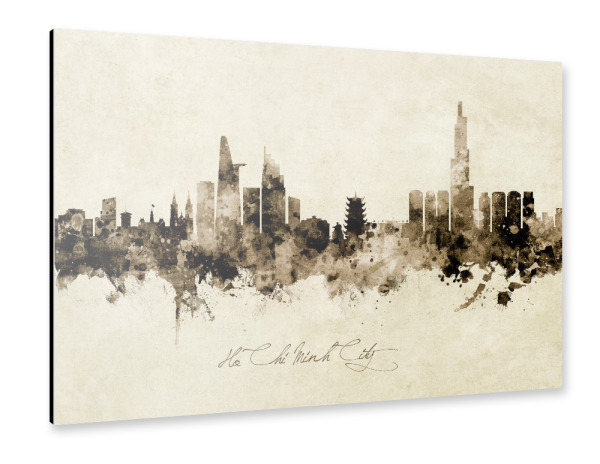 Alu-Dibond "Ho Chi Minh City Skyline Sepia" 30x20 cm artboxONE