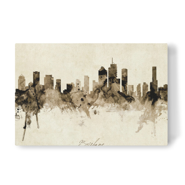 Leinwandbild "Brisbane Australia Skyline Sepia" artboxONE - Städte - Brisbane,Australia,Skyline,Cityscape,Stadtbild,Watercolor,Painting