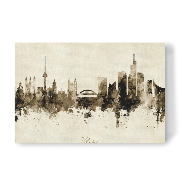 Leinwandbild "Vilnius Lithuania Skyline Sepia" artboxONE - Städte - Vilnius,Lithuania,Skyline,Cityscape,Stadtbild,Watercolor,Painting