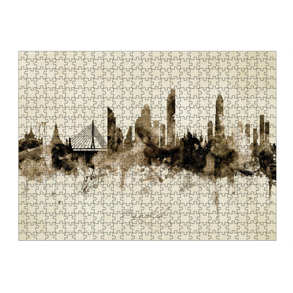 artboxONE Puzzle "Bangkok Thailand Skyline Sepia" artboxONE - Städte - Bangkok,Thailand,Skyline,Cityscape,Stadtbild,Watercolor,Painting
