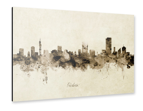 Alu-Dibond "Pretoria Skyline Sepia" 30x20 cm artboxONE