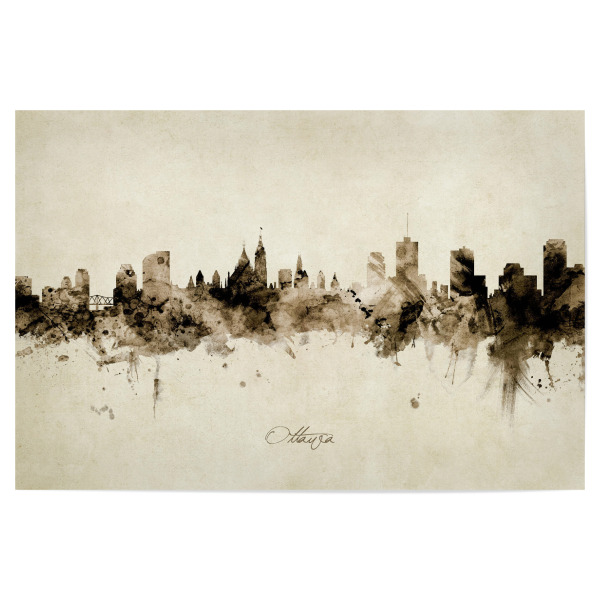 Poster 30x20 cm "Ottawa Canada Skyline Sepia" artboxONE - Städte - Ottawa,Canada,Skyline,Cityscape,Stadtbild,Watercolor,Painting