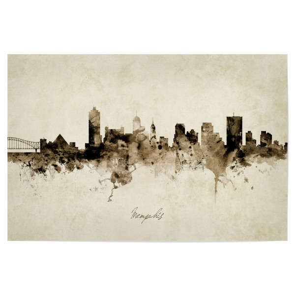 Poster 30x20 cm "Memphis Tennessee Skyline Sepia" artboxONE - Städte - Memphis,Tennessee,Skyline,Cityscape,Stadtbild,Watercolor,Painting