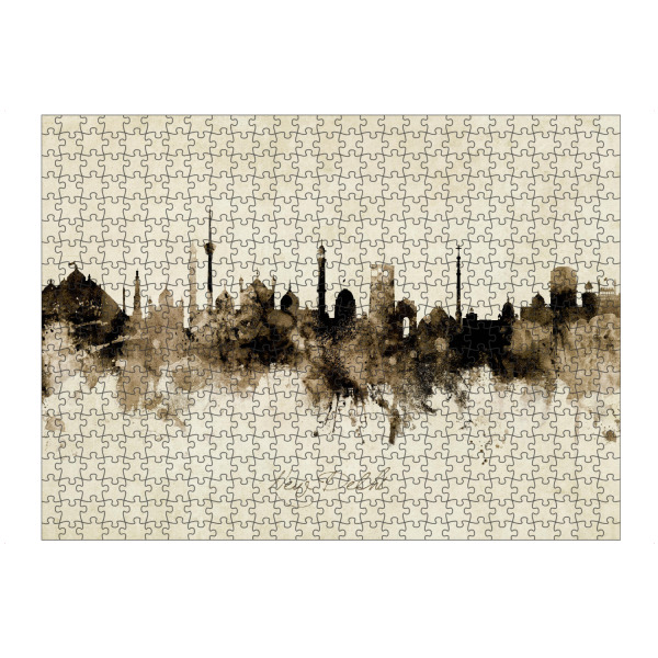 artboxONE Puzzle "New Delhi India Skyline Sepia" artboxONE - Städte - New delhi,India,Skyline,Cityscape,Stadtbild,Watercolor,Painting