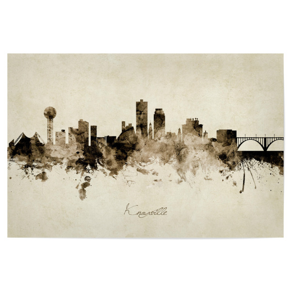 Poster 30x20 cm "Knoxville Tennessee Skyline Sepia" artboxONE - Städte - Knoxville,Tennessee,Skyline,Cityscape,Stadtbild,Watercolor,Painting
