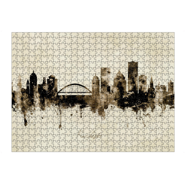 artboxONE Puzzle "Rochester NY Skyline Sepia" artboxONE - Städte - Rochester,New york,Skyline,Cityscape,Stadtbild,Watercolor,Painting