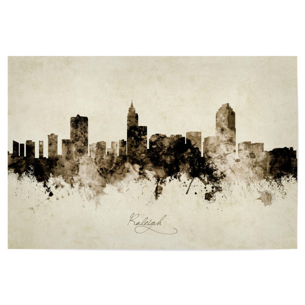 Poster 30x20 cm "Raleigh NC Skyline Sepia" artboxONE - Städte - Raleigh,North carolina,Skyline,Cityscape,Stadtbild,Watercolor,Painting