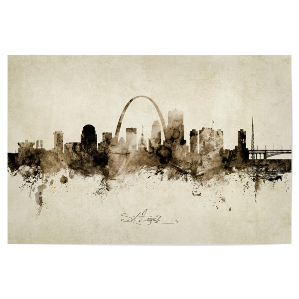 Poster 30x20 cm "St Louis Missouri Skyline Sepia" artboxONE - Städte - St louis,Missouri,Skyline,Cityscape,Stadtbild,Watercolor,Painting
