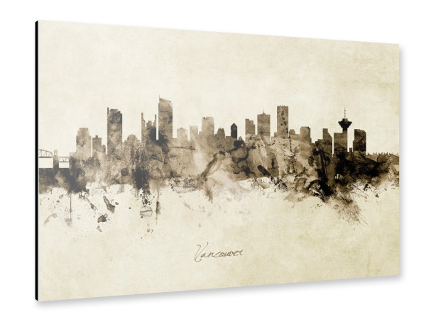Alu-Dibond "Vancouver Canada Skyline Sepia" 30x20 cm artboxONE