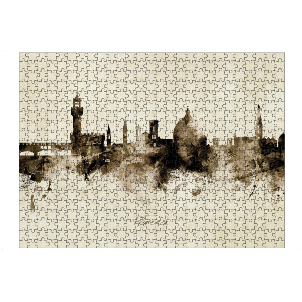 artboxONE Puzzle "Florence Italy Skyline Sepia" artboxONE - Städte - Florence,Italy,Skyline,Cityscape,Stadtbild,Watercolor,Painting