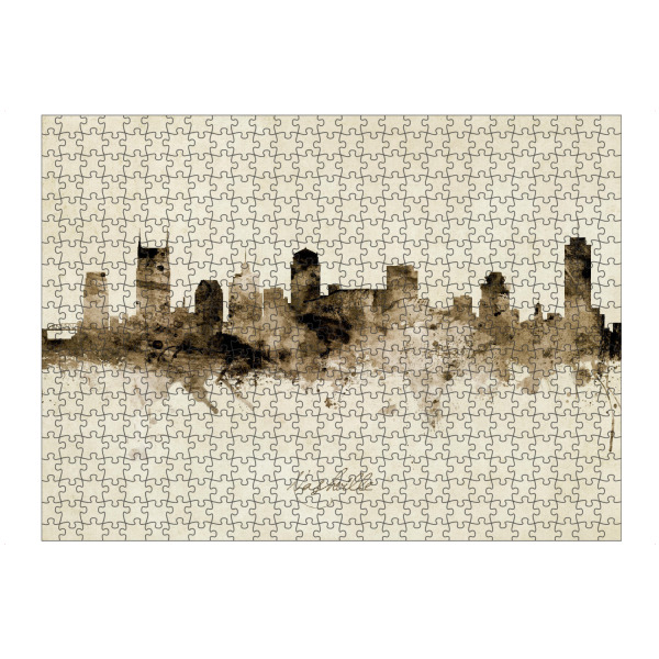 artboxONE Puzzle "Nashville Tennessee Skyline Sepia" artboxONE - Städte - Nashville,Tennessee,Skyline,Cityscape,Stadtbild,Watercolor,Painting