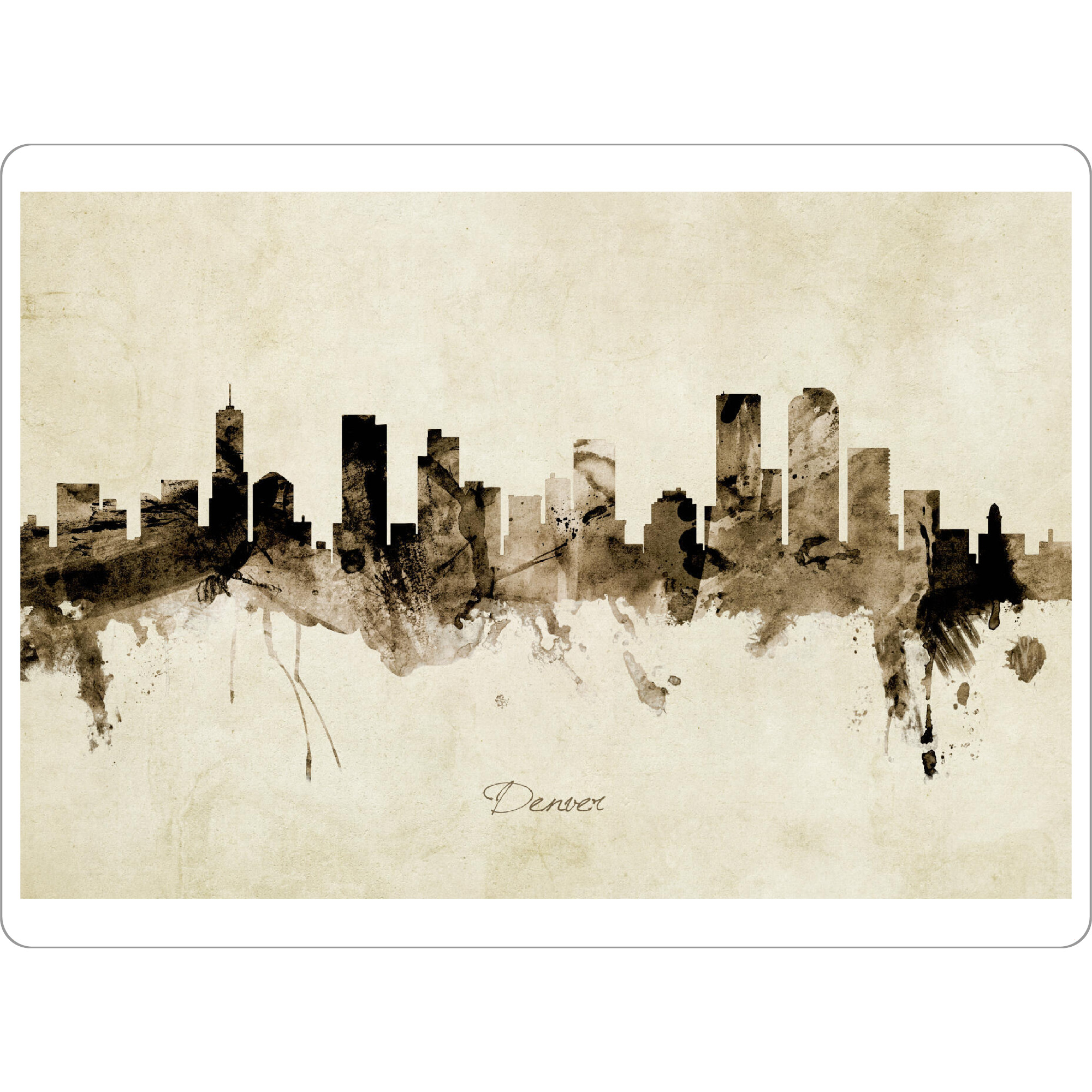 Tischset "Denver Colorado Skyline Sepia" artboxONE - Städte - Denver,Colorado,Skyline,Cityscape,Stadtbild,Watercolor,Painting - Bild denver