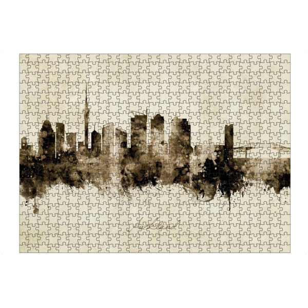artboxONE Puzzle "Auckland New Zealand Skyline Sepia" artboxONE - Städte - Auckland,New zealand,Skyline,Cityscape,Stadtbild,Watercolor,Painting