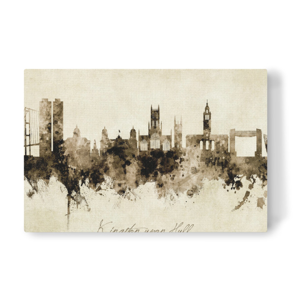 Leinwandbild "Kingston upon Hull Skyline Sepia" artboxONE - Städte - Kingston upon hull,England,Skyline,Cityscape,Stadtbild,Watercolor,Painting