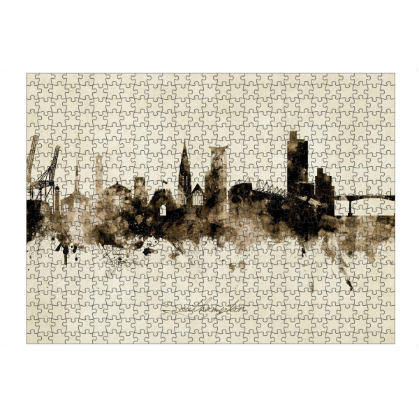 Puzzle Ravensburger "Southampton England Skyline Sepia" artboxONE - Städte - Southampton,England,Skyline,Cityscape,Stadtbild,Watercolor,Painting