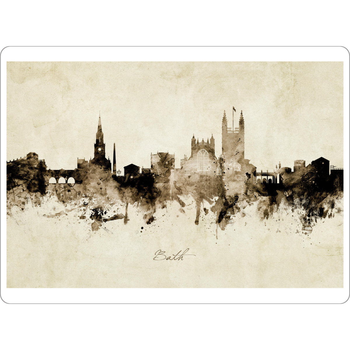 Tischset "Bath England Skyline Sepia" artboxONE - Städte - Bath,England,Skyline,Cityscape,Stadtbild,Watercolor,Painting - Bild bath