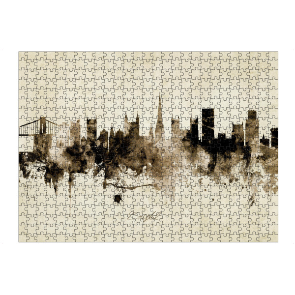 artboxONE Puzzle "Bristol England Skyline Sepia" artboxONE - Städte - Bristol,England,Skyline,Cityscape,Stadtbild,Watercolor,Painting