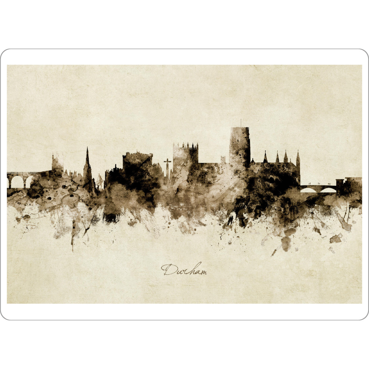 Tischset "Durham England Skyline Sepia" artboxONE - Städte - Durham,England,Skyline,Cityscape,Stadtbild,Watercolor,Painting - Bild durham