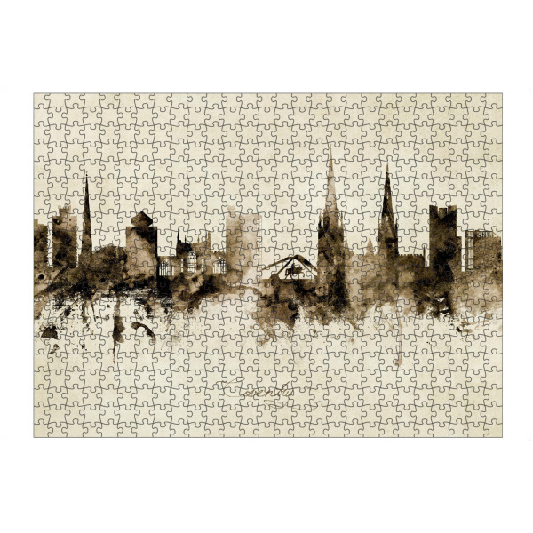 artboxONE Puzzle "Coventry England Skyline Sepia" artboxONE - Städte - Coventry,England,Skyline,Cityscape,Stadtbild,Watercolor,Painting