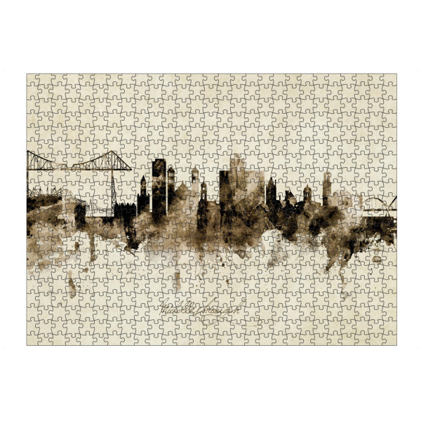 artboxONE Puzzle "Middlesbrough Skyline Sepia" artboxONE - Städte - Middlesbrough,England,Skyline,Cityscape,Stadtbild,Watercolor,Painting