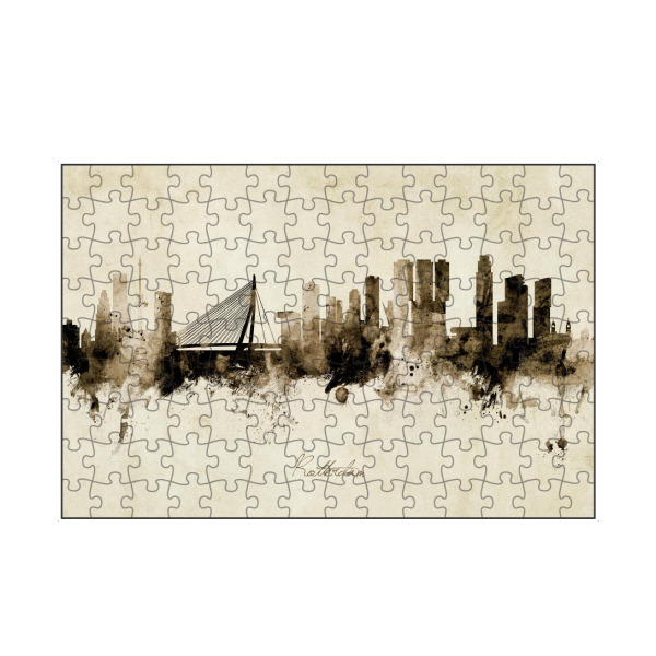 artboxONE Puzzle "Rotterdam Skyline Sepia" artboxONE - Städte - Rotterdam,Netherlands,Skyline,Cityscape,Stadtbild,Watercolor,Painting