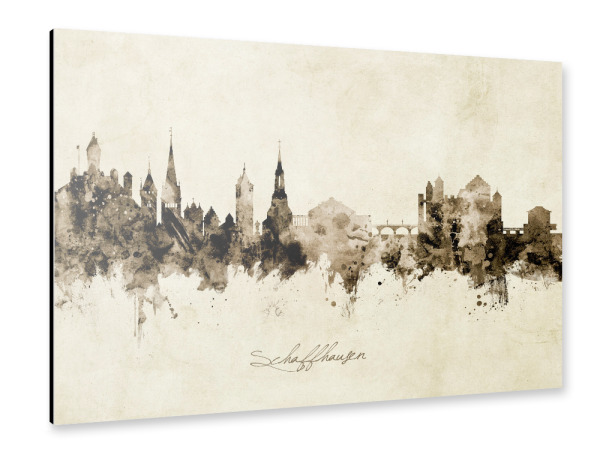 Alu-Dibond "Schaffhausen Skyline Sepia" 30x20 cm artboxONE