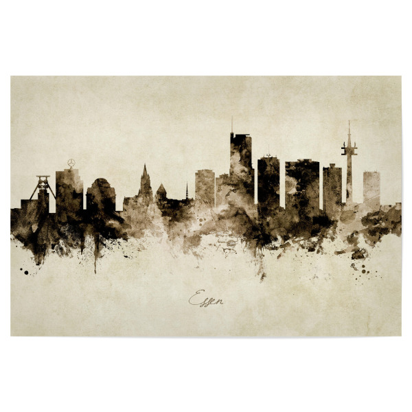 Poster 30x20 cm "Essen Germany Skyline Sepia" artboxONE - Städte - Essen,Deutschland,Skyline,Cityscape,Stadtbild,Watercolor,Painting