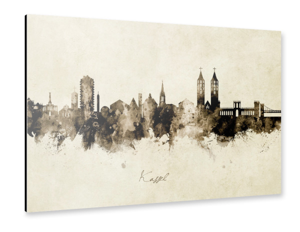 Alu-Dibond "Kassel Germany Skyline Sepia" 30x20 cm artboxONE