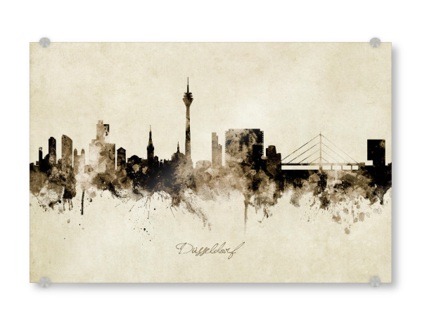 Acrylglasbild "Düsseldorf Germany Skyline Sepia" artboxONE - Städte / Düsseldorf