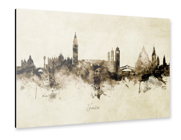 Alu-Dibond "Venice Italy Skyline Sepia" 30x20 cm artboxONE