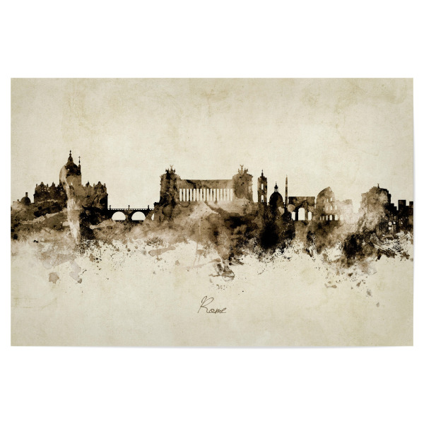 Poster 30x20 cm "Rome Italy Skyline Sepia" artboxONE - Städte / Rom - Rome,Italy,Skyline,Cityscape,Stadtbild,Watercolor,Painting