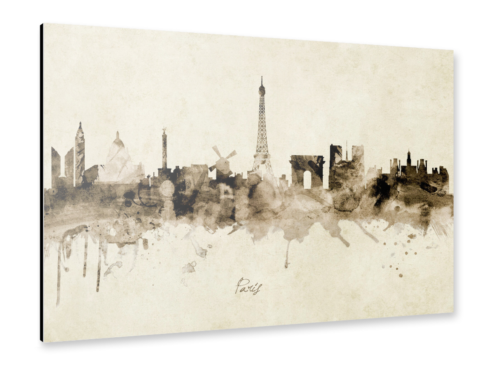 Alu-Dibond "Paris France Skyline Sepia" 30x20 cm artboxONE