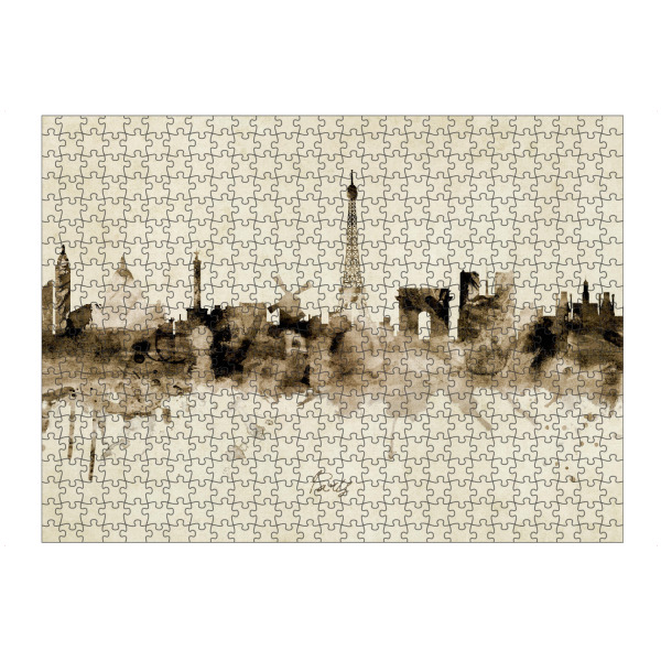 Puzzle Ravensburger "Paris France Skyline Sepia" artboxONE - Städte / Paris - Paris,France,Skyline,Cityscape,Stadtbild,Watercolor,Painting