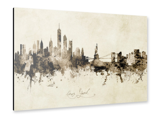 Alu-Dibond "New York Skyline Sepia" 30x20 cm artboxONE