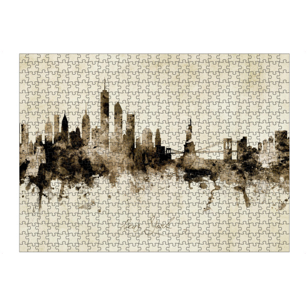 Puzzle Ravensburger "New York Skyline Sepia" artboxONE - Städte / New York - New york,Skyline,Cityscape,Stadtbild,Watercolor,Painting