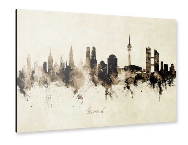 Alu-Dibond "Munich Germany Skyline Sepia" 30x20 cm artboxONE