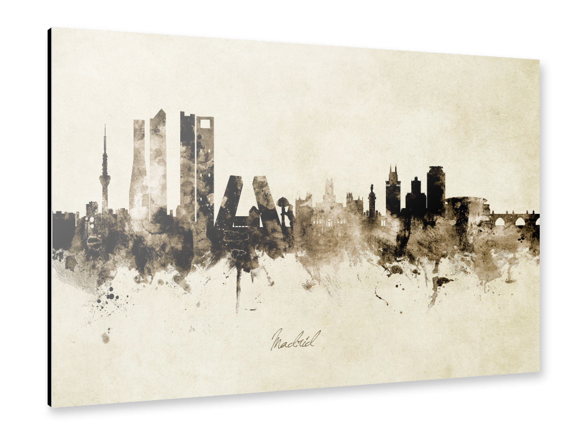 Alu-Dibond "Madrid Spain Skyline Sepia" 75x50 cm artboxONE