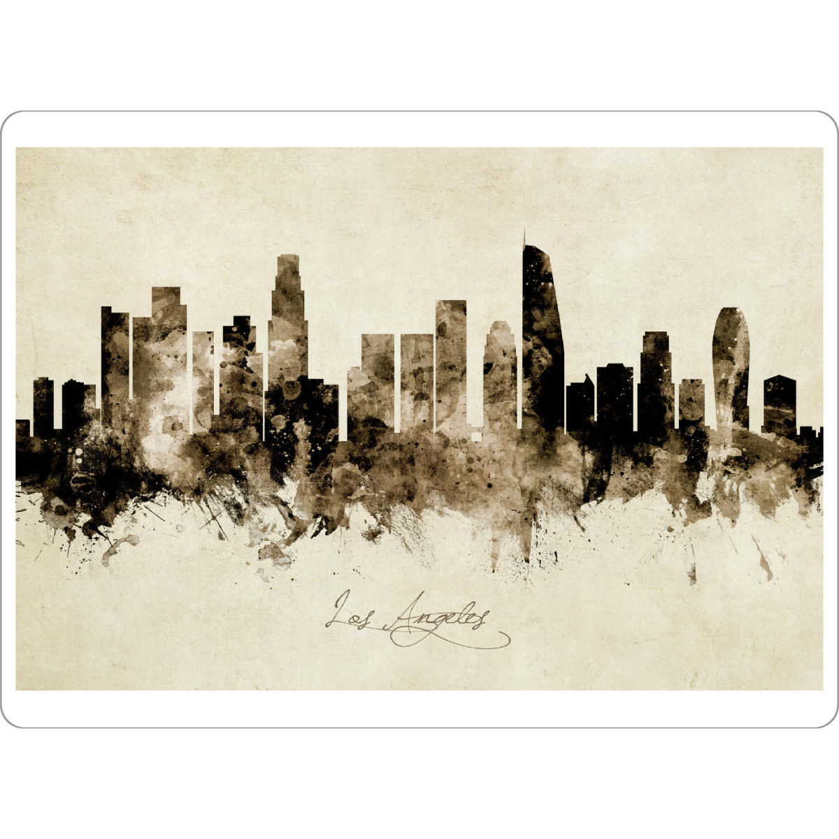 Tischset "Los Angeles CA Skyline Sepia" artboxONE - Städte / Los Angeles - Los angeles,California,Skyline,Cityscape,Stadtbild,Watercolor,Painting