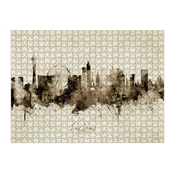 Puzzle Ravensburger "Las Vegas Nevada Skyline Sepia" artboxONE - Städte / Las Vegas - Las vegas,Nevada,Skyline,Cityscape,Stadtbild,Watercolor,Painting