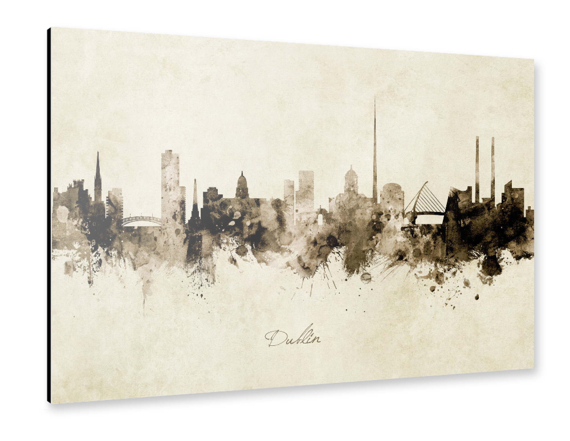 Alu-Dibond "Dublin Ireland Skyline Sepia" 30x20 cm artboxONE
