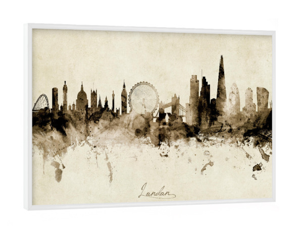 Poster mit weißem Rahmen "London England Skyline vintage" artboxONE - Städte / London