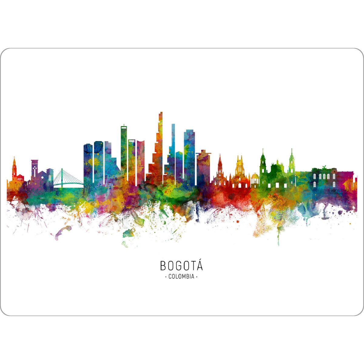 Tischset "Bogotá Colombia Skyline txt" artboxONE - Städte - Bogotá,Colombia,Skyline,Cityscape,Stadtbild,Watercolor,Painting - Bild bogotá