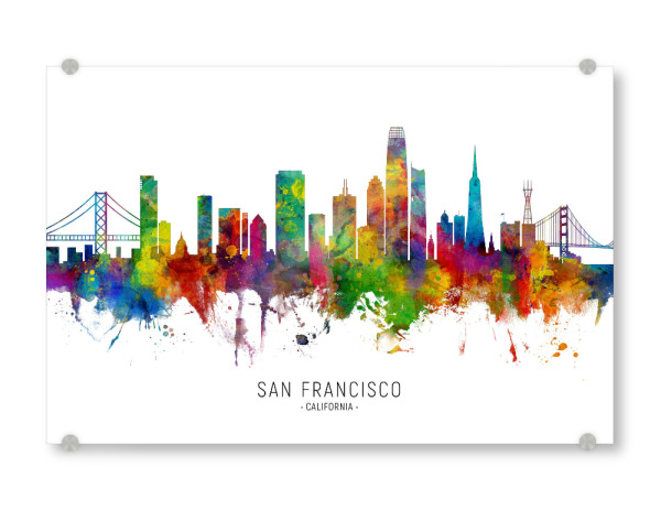 Acrylglasbild "San Francisco CA Skyline txt" artboxONE - Städte / San Francisco