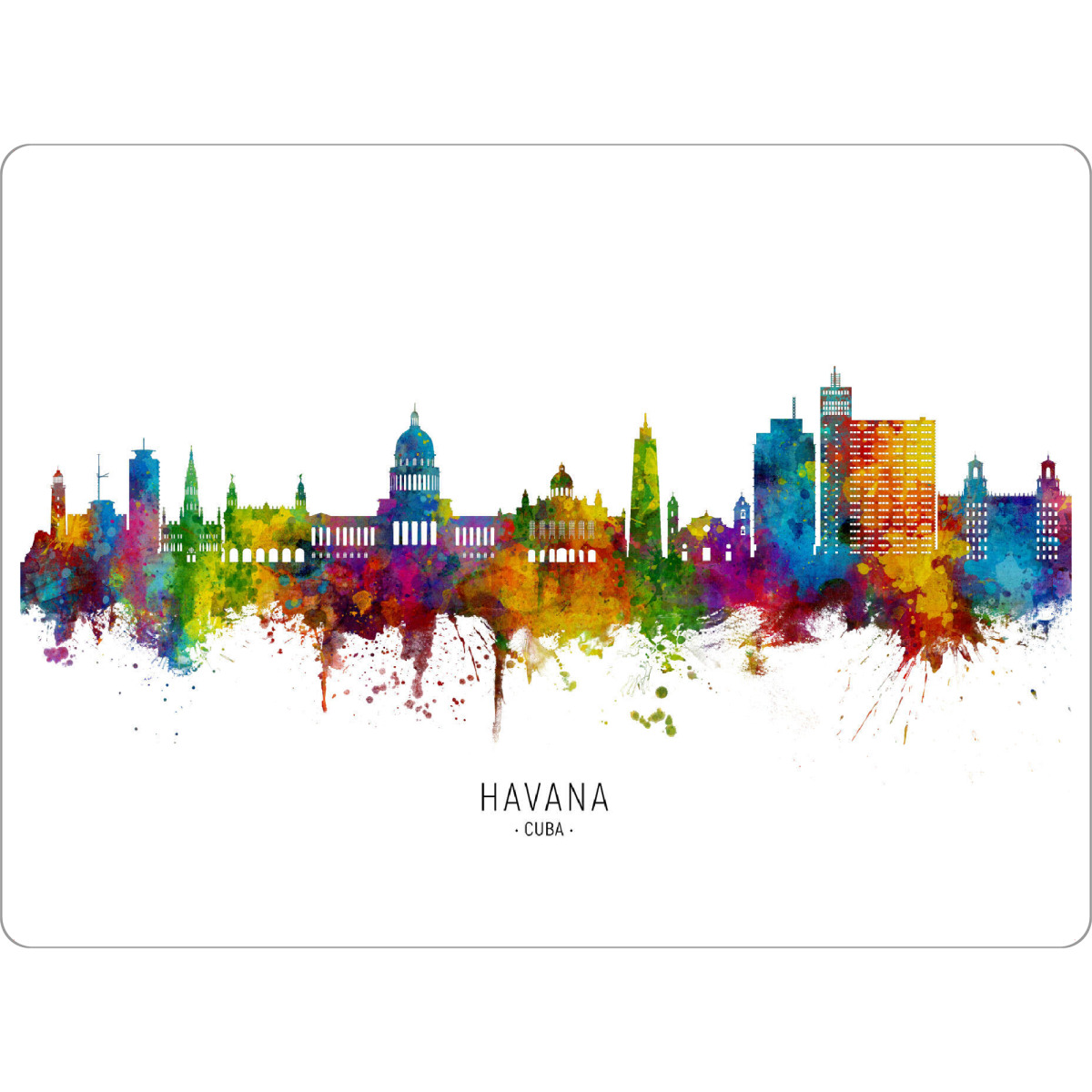 Tischset "Havana Cuba Skyline txt" artboxONE - Städte - Havana,Cuba,Skyline,Cityscape,Stadtbild,Watercolor,Painting - Bild havana