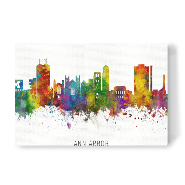 Leinwandbild "Ann Arbor Michigan Skyline txt" artboxONE - Städte - Ann arbor,Michigan,Skyline,Cityscape,Stadtbild,Watercolor,Painting