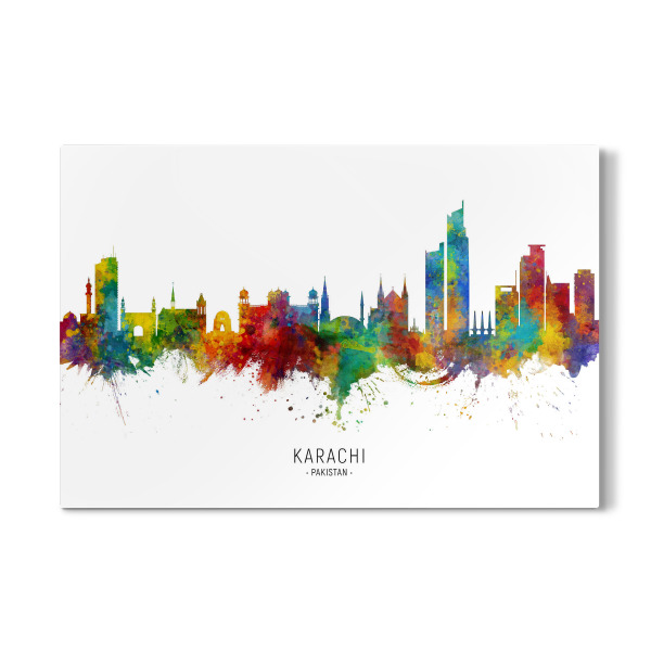 Galerie-Print "Karachi Pakistan Skyline txt" 30x20 cm artboxONE
