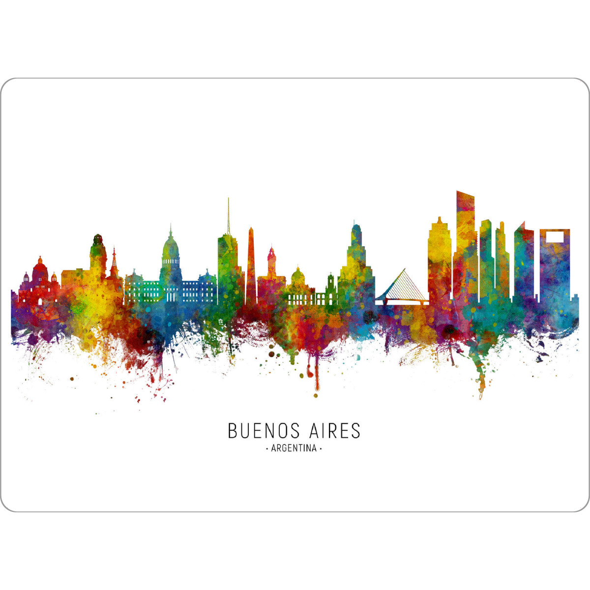 Tischset "Buenos Aires Argentina Skyline txt" artboxONE - Städte - Buenos aires,Argentina,Skyline,Cityscape,Stadtbild,Watercolor,Painting