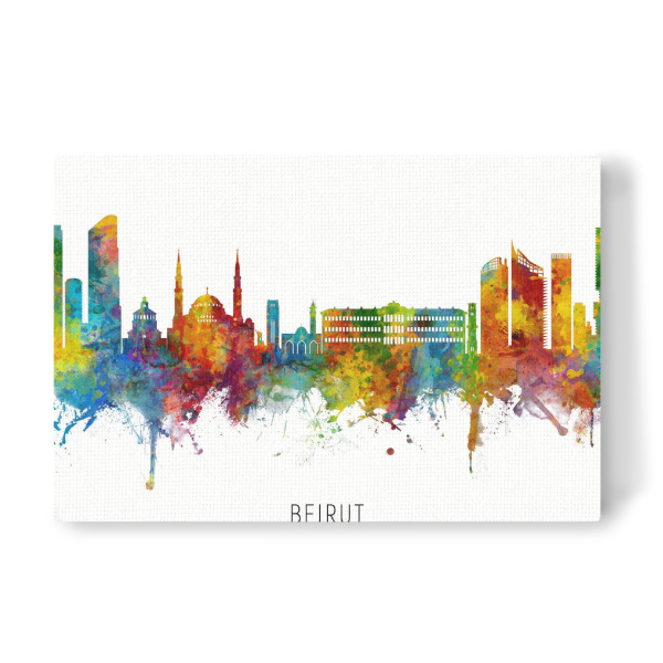 Leinwandbild "Beirut Lebanon Skyline txt" artboxONE - Städte - Beirut,Lebanon,Skyline,Cityscape,Stadtbild,Watercolor,Painting